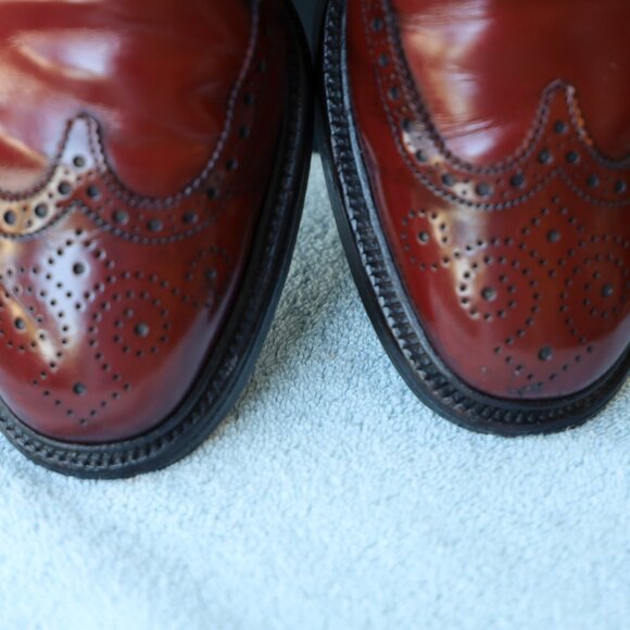 Allen Edmonds 9-D No-Model Mens Burgundy Wingtip Derby Dress Shoes - Picture 4 of 14